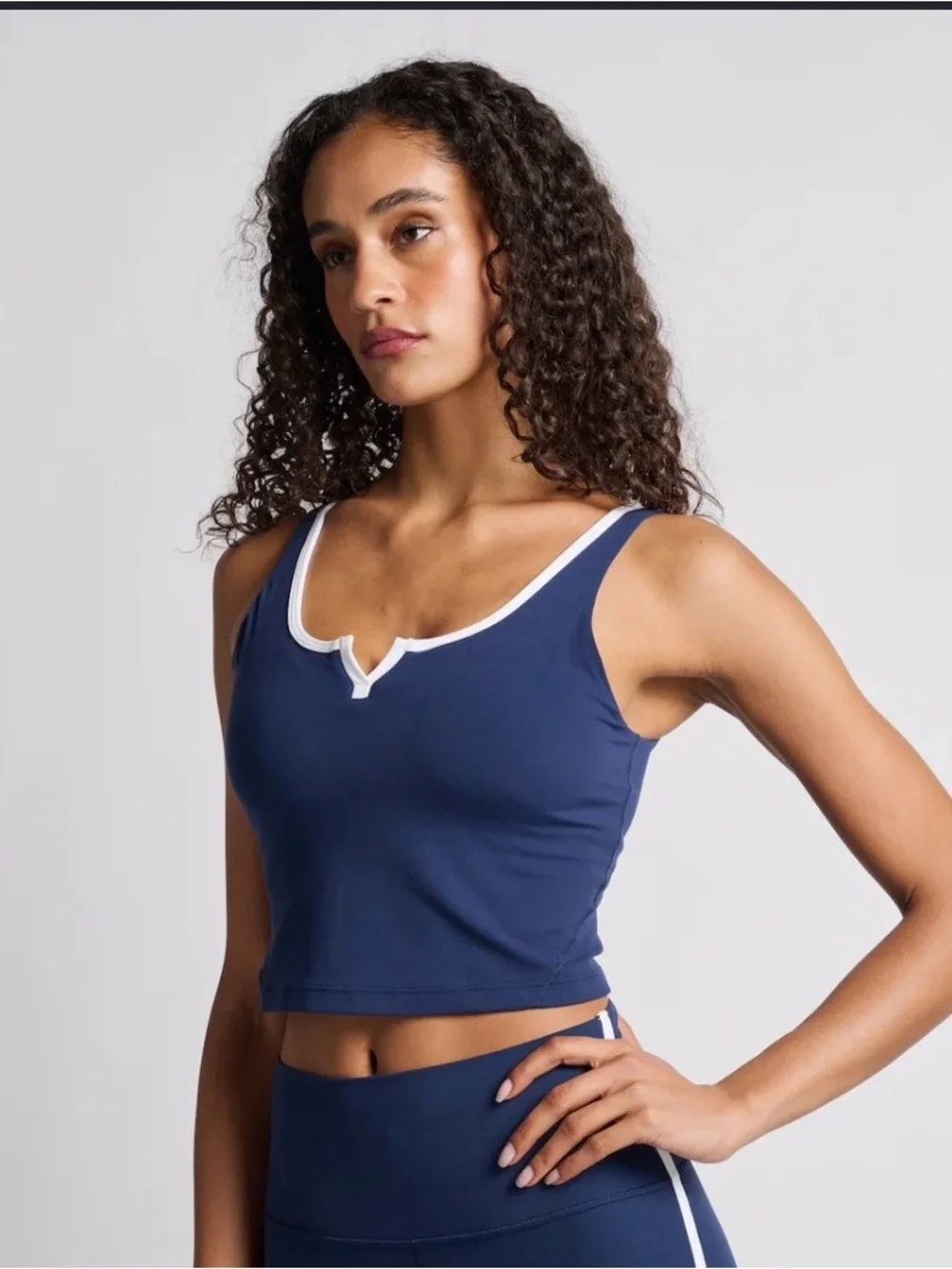 lululemon athletica Navy Crop Tank with White Trim